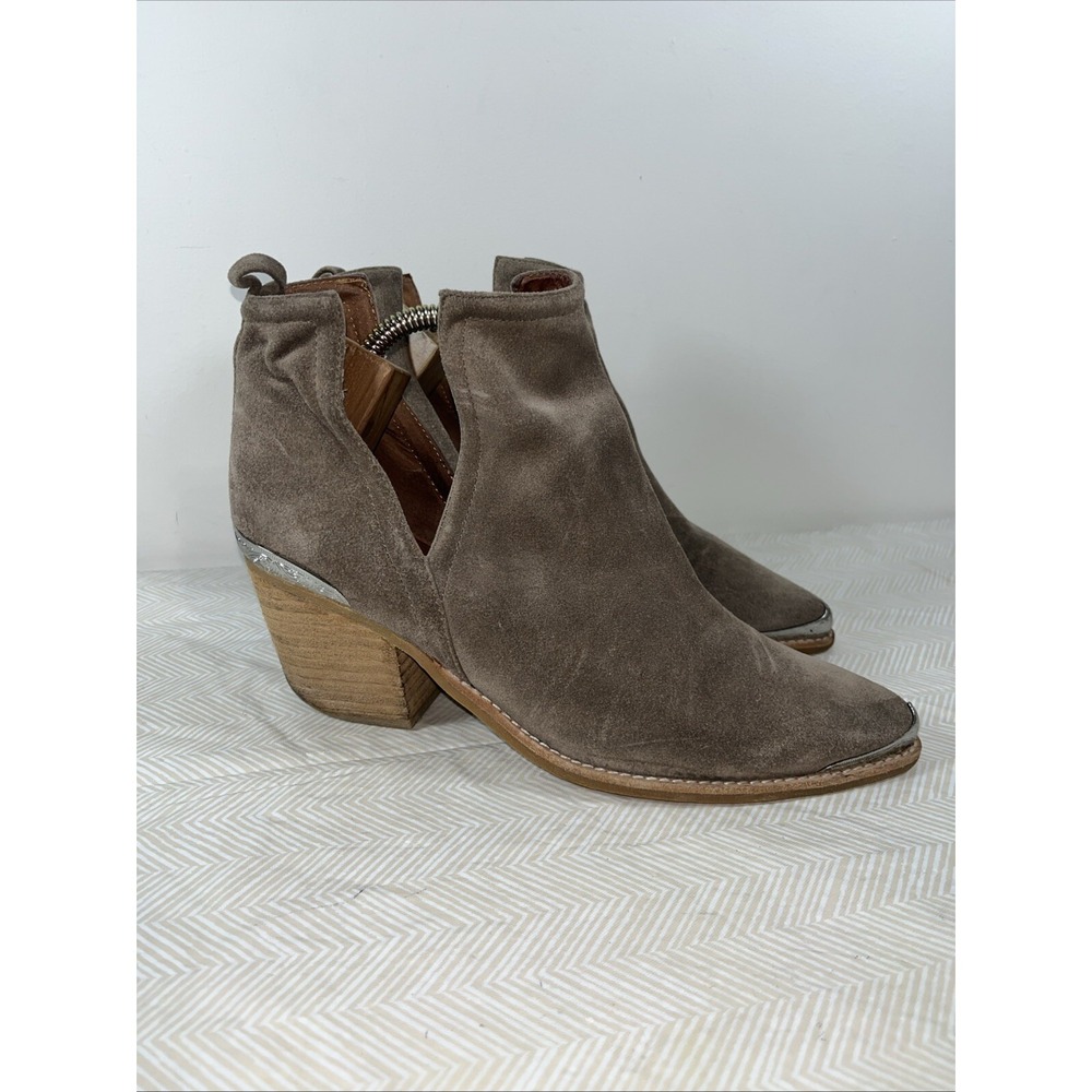 Jeffrey Campbell Women Cromwell Taupe Suede Leather Western Cut Out Bootie Sz 10